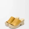 Petal espadrille platform slide in vegetable-tanned calfskin Ochre Petal espadrille platform slide in vegetable-tanned calfskin Ochre