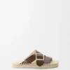Petal espadrille slide in vegetable-tanned calfskin Brown Petal espadrille slide in vegetable-tanned calfskin Brown