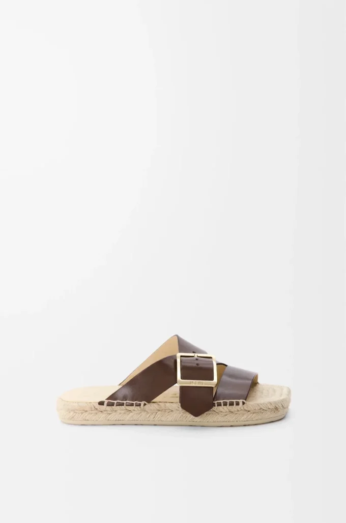 Petal espadrille slide in vegetable-tanned calfskin Brown Petal espadrille slide in vegetable-tanned calfskin Brown