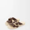 Petal espadrille slide in vegetable-tanned calfskin Brown Petal espadrille slide in vegetable-tanned calfskin Brown