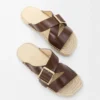 Petal espadrille slide in vegetable-tanned calfskin Brown Petal espadrille slide in vegetable-tanned calfskin Brown