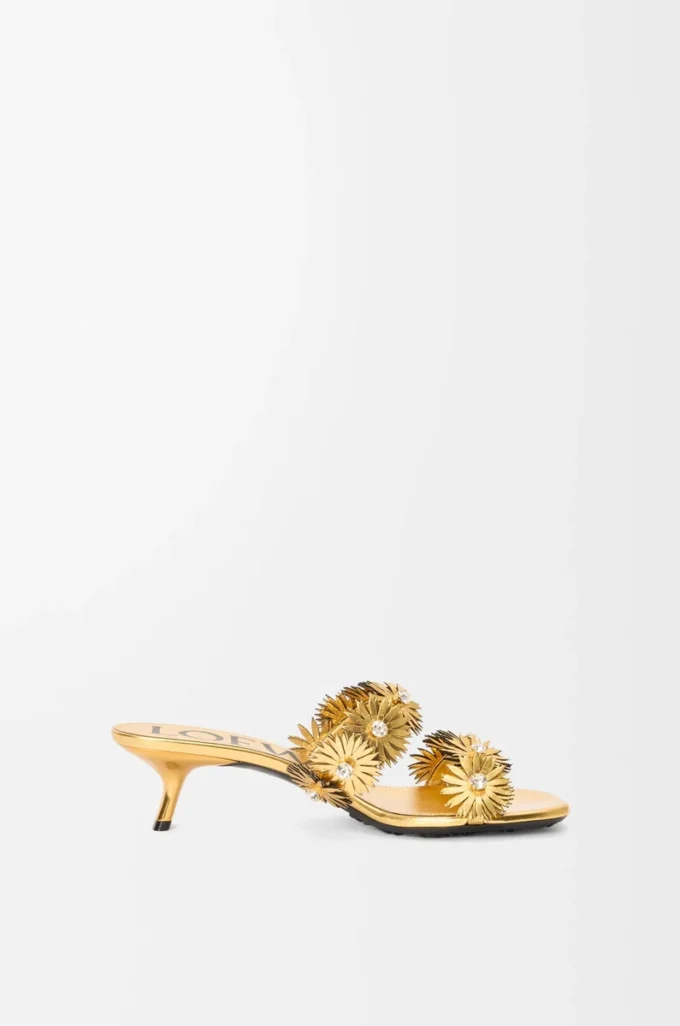 Petal Flower sandal in calfskin and crystals Gold Petal Flower sandal in calfskin and crystals Gold