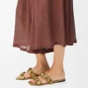 Petal Flower sandal in calfskin and crystals Gold Petal Flower sandal in calfskin and crystals Gold