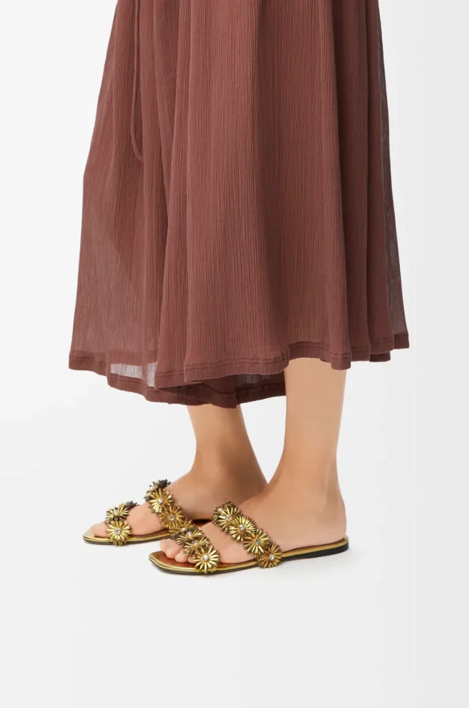 Petal Flower sandal in calfskin and crystals Gold Petal Flower sandal in calfskin and crystals Gold
