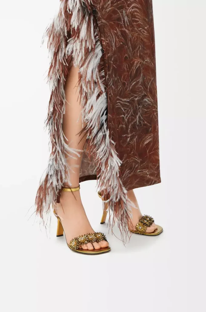 Petal Flower sandal in calfskin and crystals Gold Petal Flower sandal in calfskin and crystals Gold
