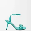 Petal Flower sandal in calfskin and crystals Turquoise Petal Flower sandal in calfskin and crystals Turquoise