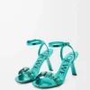 Petal Flower sandal in calfskin and crystals Turquoise Petal Flower sandal in calfskin and crystals Turquoise