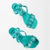 Petal Flower sandal in calfskin and crystals Turquoise Petal Flower sandal in calfskin and crystals Turquoise