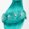Petal Flower sandal in calfskin and crystals Turquoise Petal Flower sandal in calfskin and crystals Turquoise