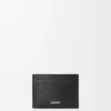 Plain cardholder in textured classic calfskin Black