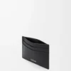 Plain cardholder in textured classic calfskin Black