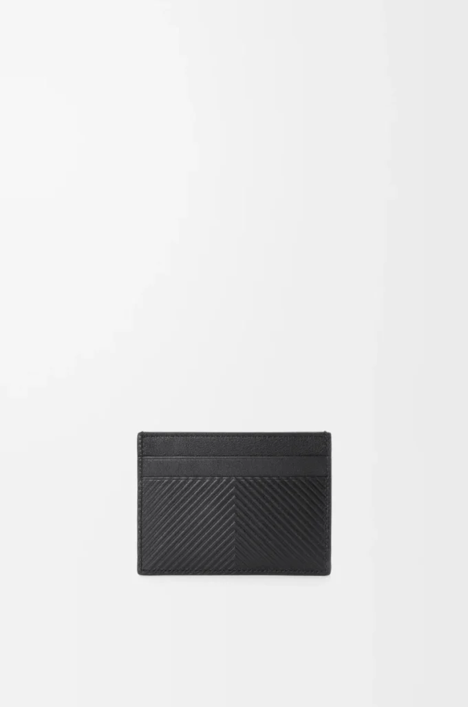 Plain cardholder in textured classic calfskin Black