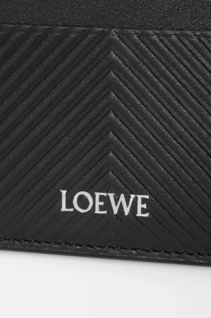 Plain cardholder in textured classic calfskin Black