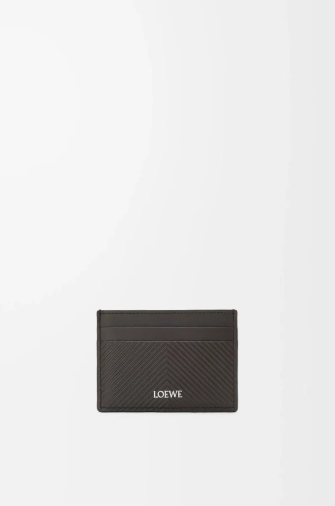 Plain cardholder in textured classic calfskin Dark Grey