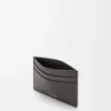 Plain cardholder in textured classic calfskin Dark Grey