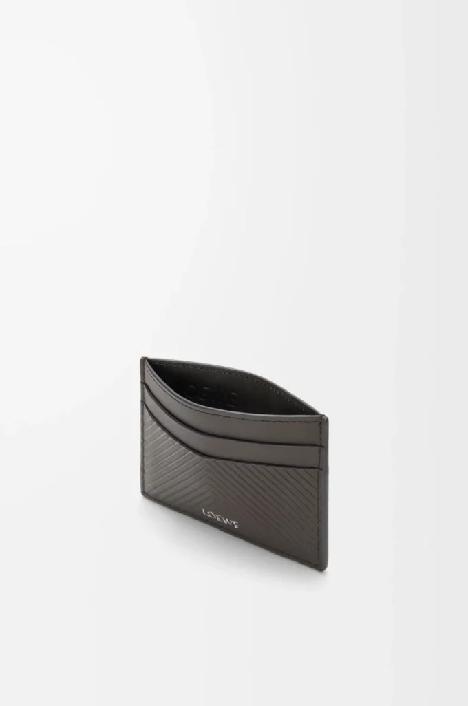 Plain cardholder in textured classic calfskin Dark Grey