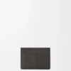 Plain cardholder in textured classic calfskin Dark Grey