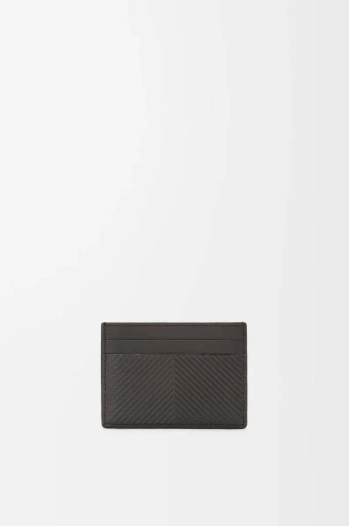 Plain cardholder in textured classic calfskin Dark Grey