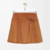 Pleated mini skirt in suede lambskin Toffee