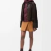 Pleated mini skirt in suede lambskin Toffee