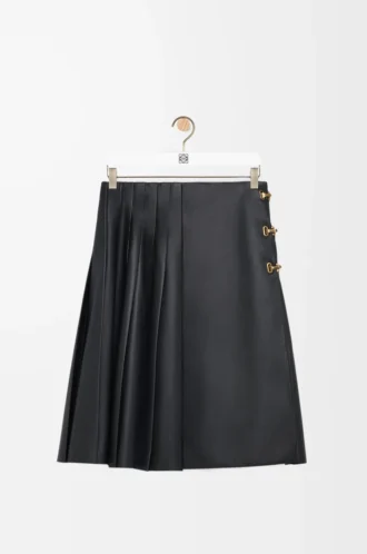 Pleated skirt in nappa lambskin Black
