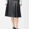 Pleated skirt in nappa lambskin Black