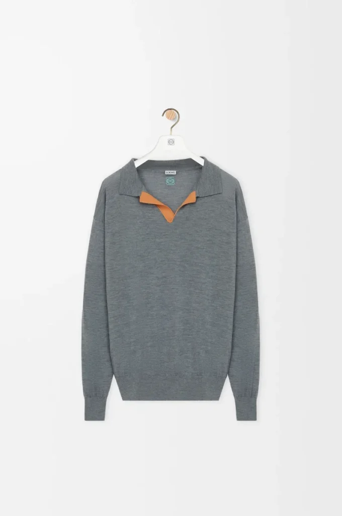Polo sweater in wool Grey Polo sweater in wool Grey
