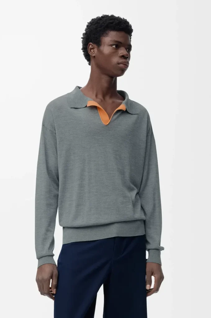 Polo sweater in wool Grey Polo sweater in wool Grey