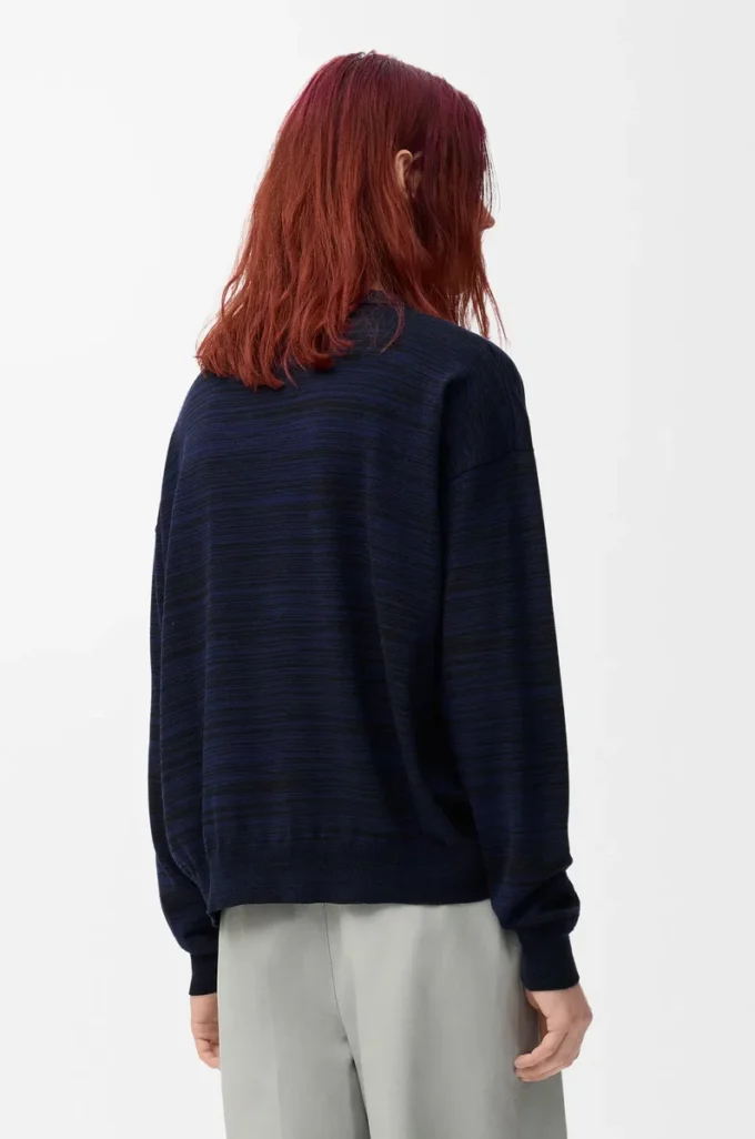 Polo sweater in wool Navy/Black