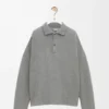 Polo sweatshirt in cotton and cashmere Lead Grey