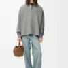 Polo sweatshirt in cotton and cashmere Lead Grey