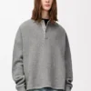 Polo sweatshirt in cotton and cashmere Lead Grey