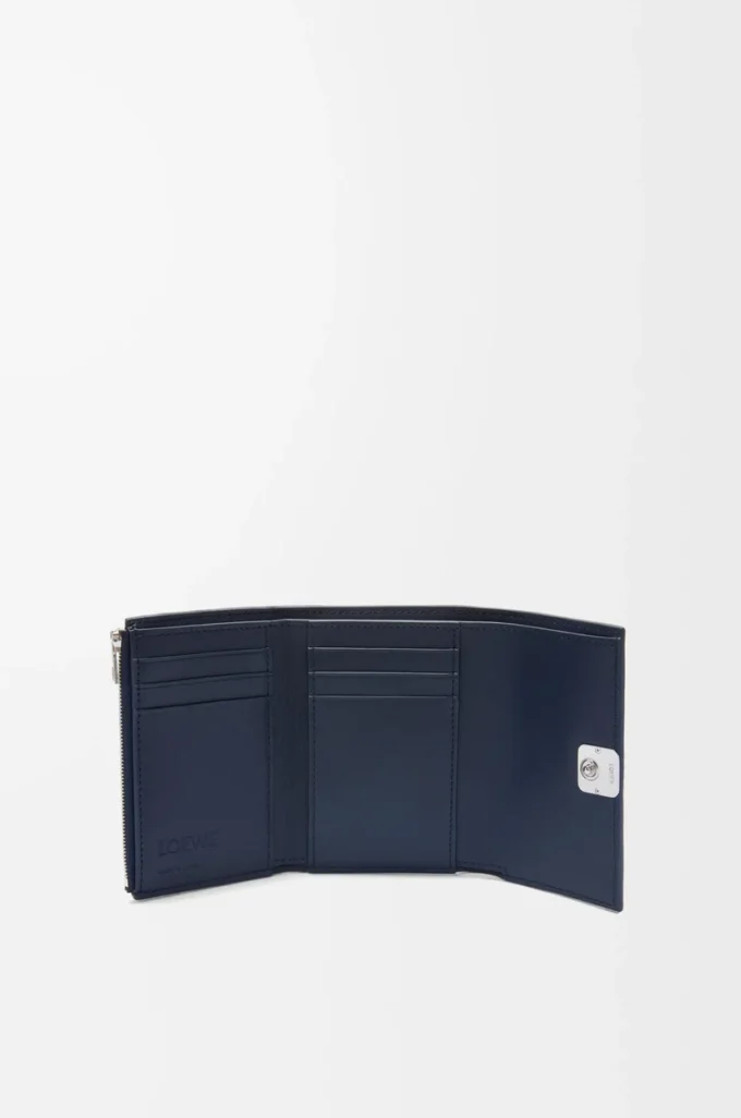 Puffer Anagram small vertical wallet in shiny nappa calfskin Deep Navy Puffer Anagram small vertical wallet in shiny nappa calfskin Deep Navy