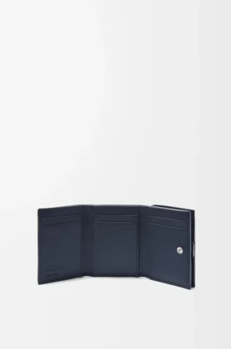 Puffer Anagram trifold wallet in shiny nappa calfskin Deep Navy
