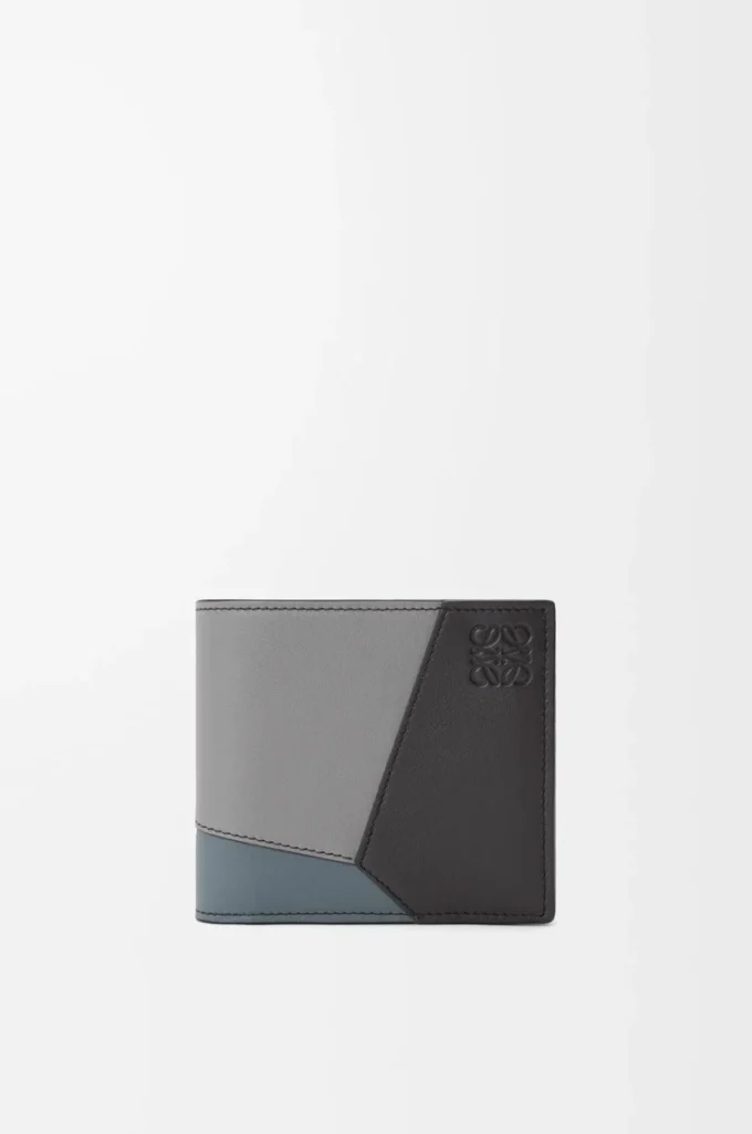 Puzzle bifold coin wallet in classic calfskin Asphalt Grey/Storm Blue Puzzle bifold coin wallet in classic calfskin Asphalt Grey/Storm Blue