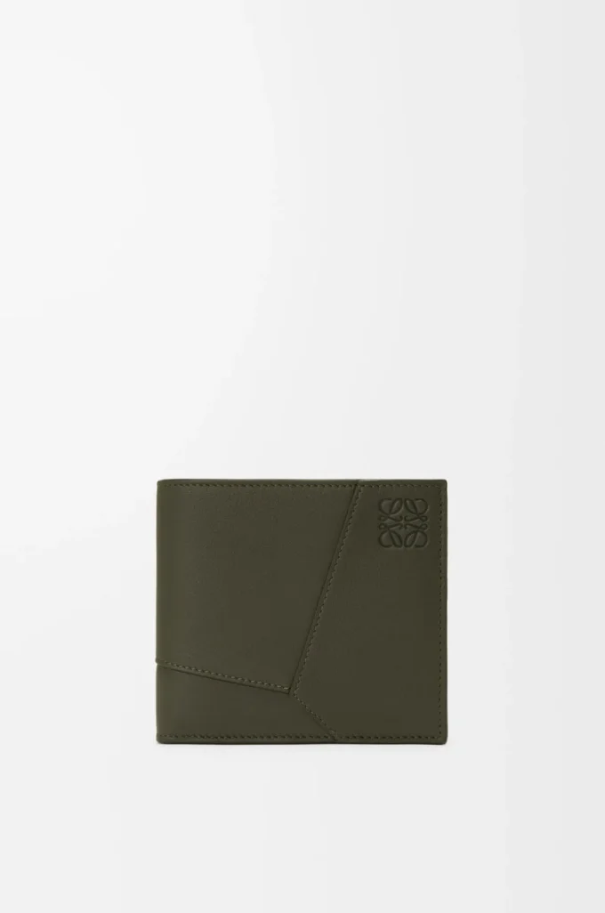 Puzzle bifold coin wallet in classic calfskin Dark Khaki Puzzle bifold coin wallet in classic calfskin Dark Khaki