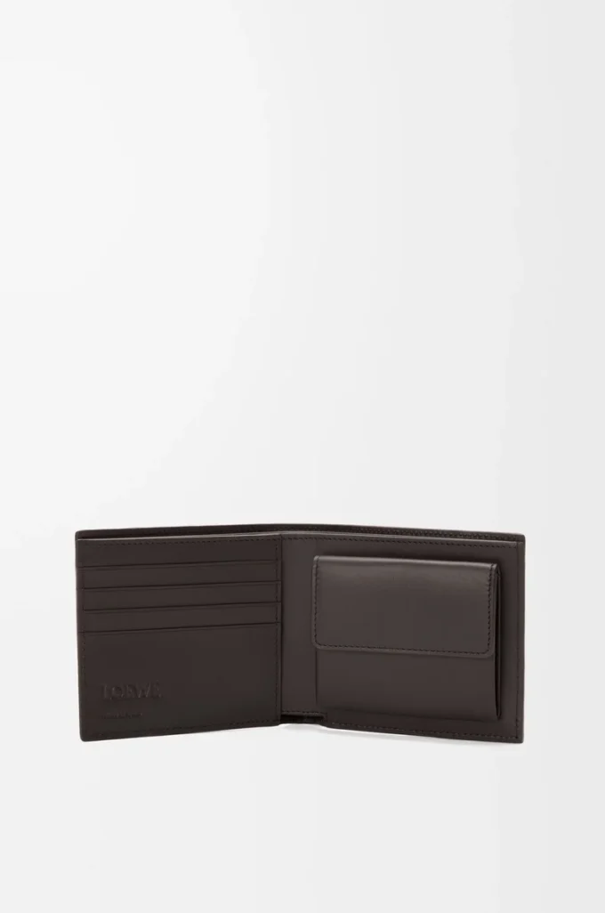 Puzzle bifold coin wallet in classic calfskin Olive/Dark Brown Puzzle bifold coin wallet in classic calfskin Olive/Dark Brown
