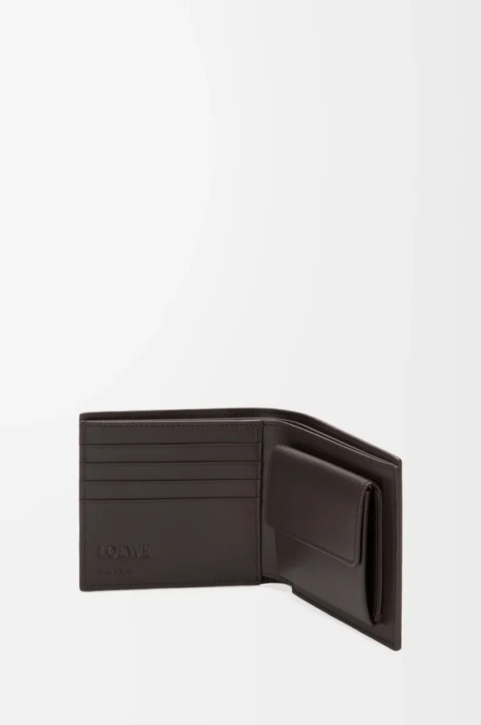 Puzzle bifold coin wallet in classic calfskin Olive/Dark Brown Puzzle bifold coin wallet in classic calfskin Olive/Dark Brown