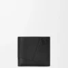 Puzzle bifold coin wallet in supple grained calfskin Black