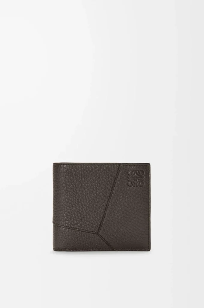 Puzzle bifold coin wallet in supple grained calfskin Dark Grey Puzzle bifold coin wallet in supple grained calfskin Dark Grey