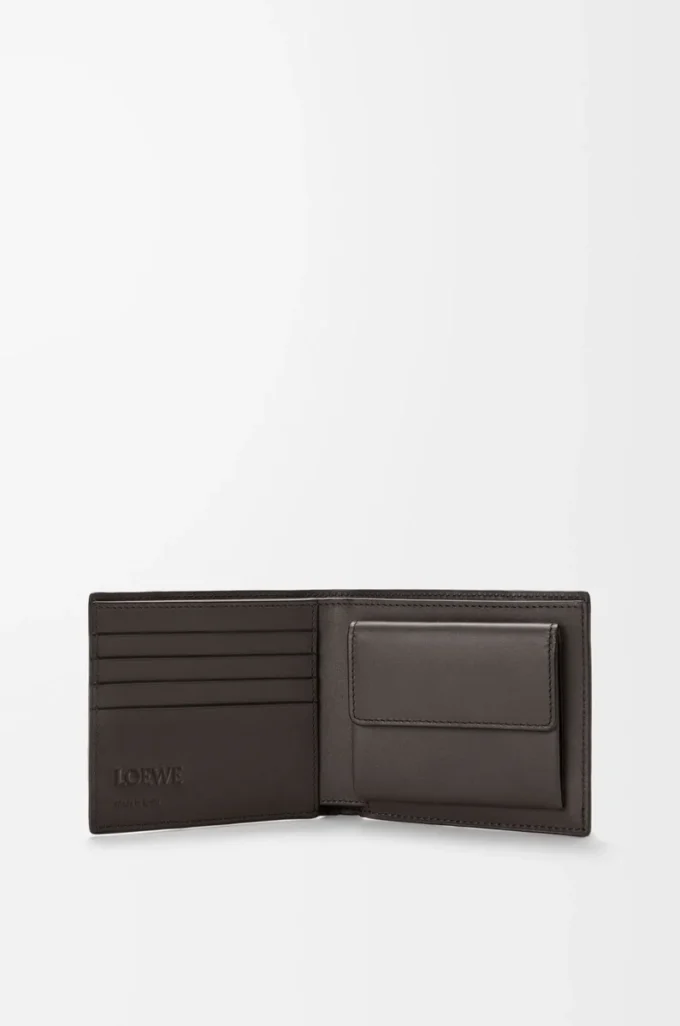 Puzzle bifold coin wallet in supple grained calfskin Dark Grey Puzzle bifold coin wallet in supple grained calfskin Dark Grey