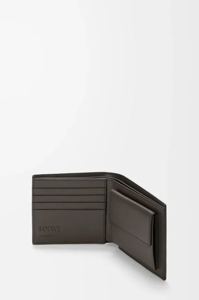 Puzzle bifold coin wallet in supple grained calfskin Dark Grey Puzzle bifold coin wallet in supple grained calfskin Dark Grey
