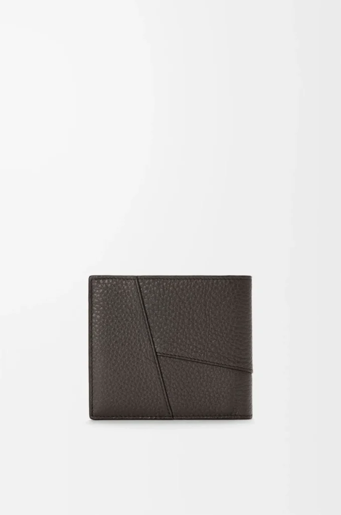 Puzzle bifold coin wallet in supple grained calfskin Dark Grey Puzzle bifold coin wallet in supple grained calfskin Dark Grey