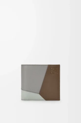 Puzzle bifold wallet in classic calfskin Winter Brown/Ash Grey