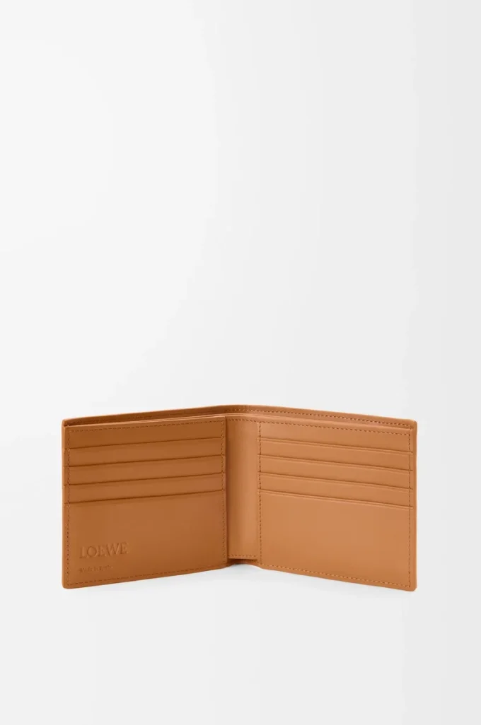 Puzzle bifold wallet in supple grained calfskin Light Canyon Brown