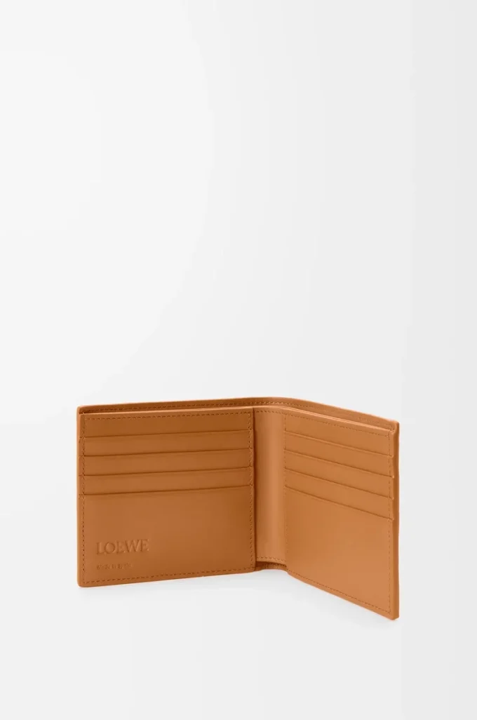 Puzzle bifold wallet in supple grained calfskin Light Canyon Brown