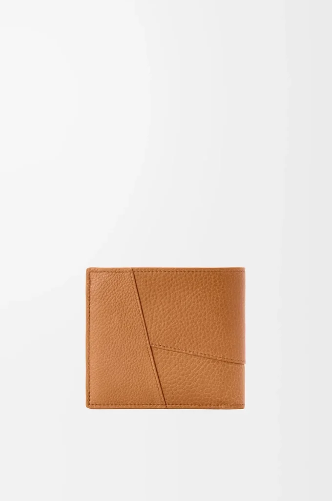 Puzzle bifold wallet in supple grained calfskin Light Canyon Brown