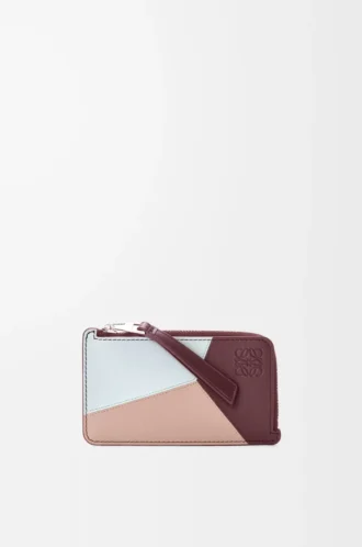 Puzzle coin cardholder in classic calfskin Frozen/Dark Burgundy