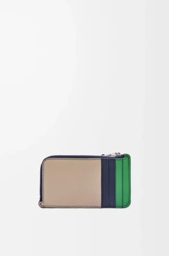 Puzzle coin cardholder in classic calfskin Sand/Tropical Green