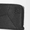Puzzle coin cardholder in supple grained calfskin Black